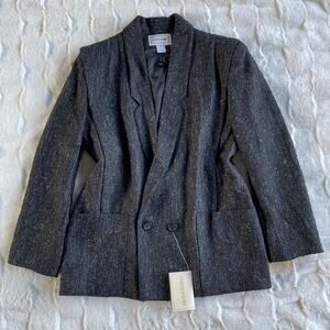 🔥Deadstock ($129) Haberdasher Confetti Tweed Wool Blend Women Preppy Blazer